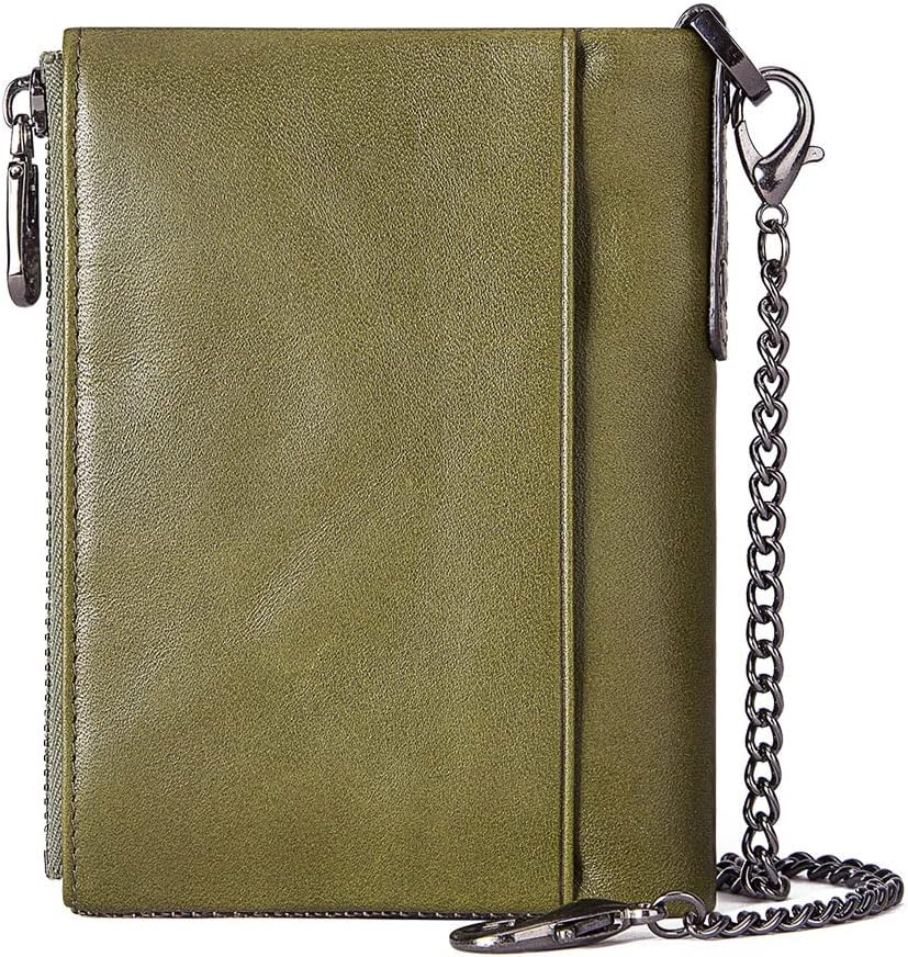 HUMERPAUL Herren Geldbörsen mit Kette, Ledergeldbörse für Herren mit RFID Schutz, Brieftasche aus ec