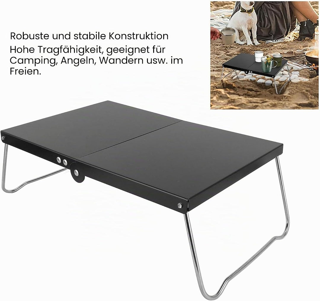 Klappertisch Edelstahl, tragbarer Mini -Strandtisch, kompakter Camping -Seitentisch für das Kochen i