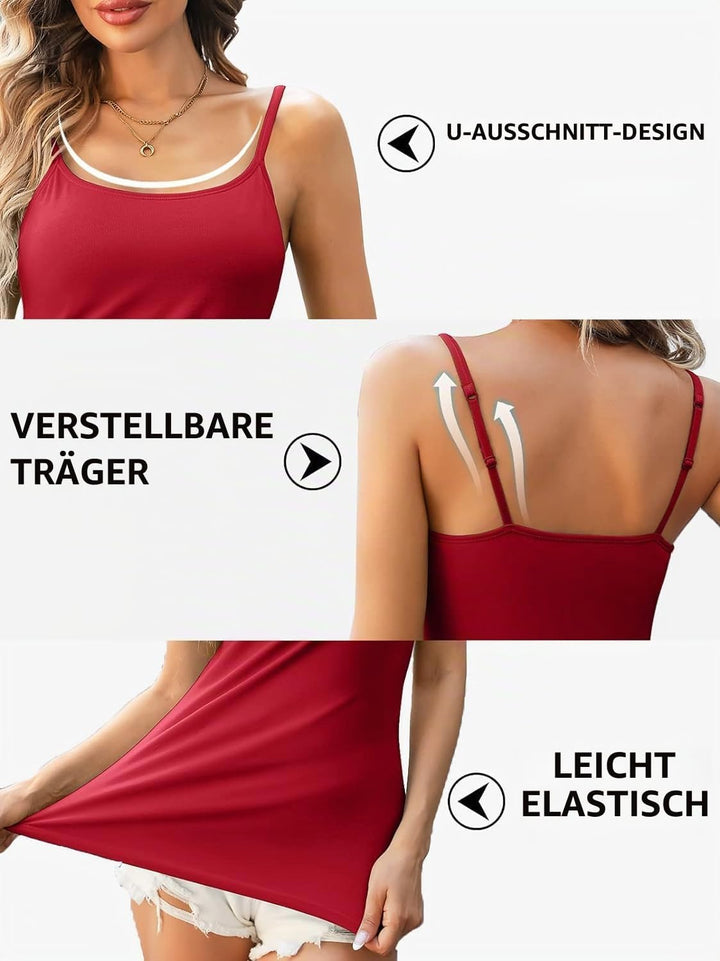 Attraco 2er Pack Damen Baumwolle Tank Top mit Regal BH Unterhemd Verstellbarer breiter Riemen Camiso