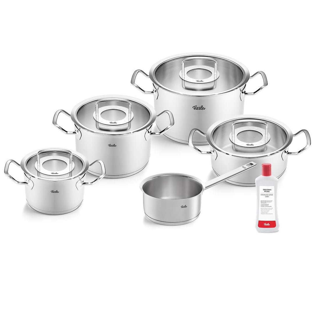 Fissler Original-Profi Collection/Edelstahl-Kochtopfset, 5-teilig, inkl. Glas-Deckel + Gratis Edelst