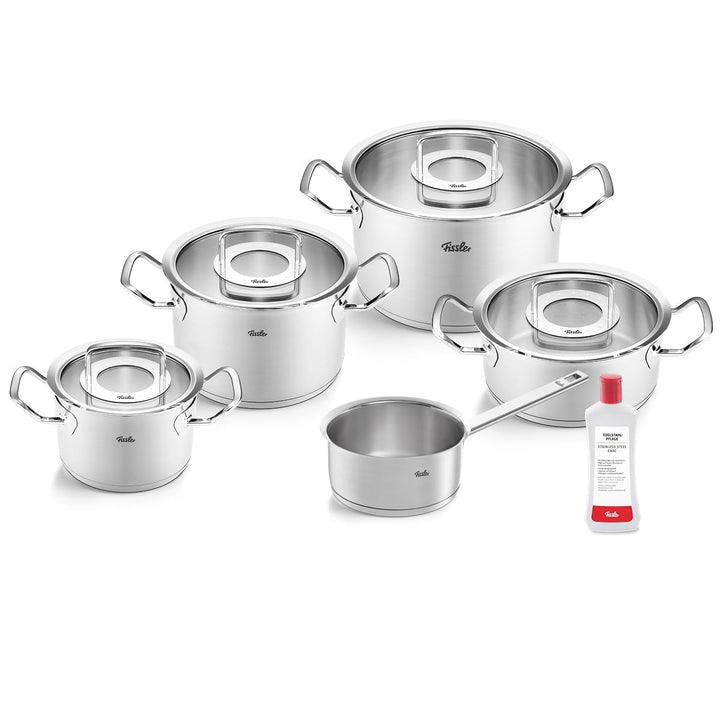 Fissler Original-Profi Collection/Edelstahl-Kochtopfset, 5-teilig, inkl. Glas-Deckel + Gratis Edelst