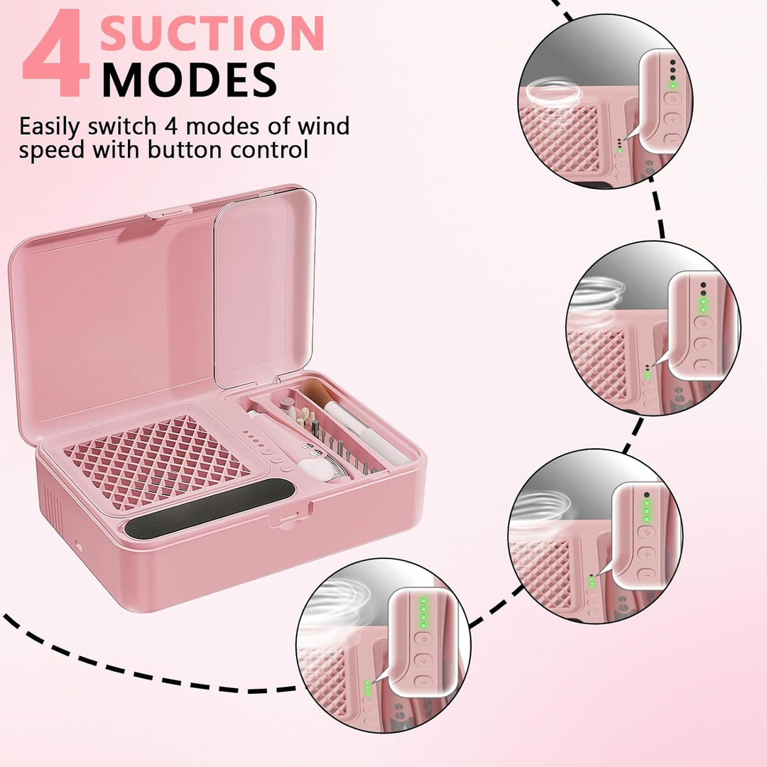 Nagelstaubsauger mit Elektrischer Nagelfräser, Professioneller Nagelbohrer und Staubabsauger 2-in-1,