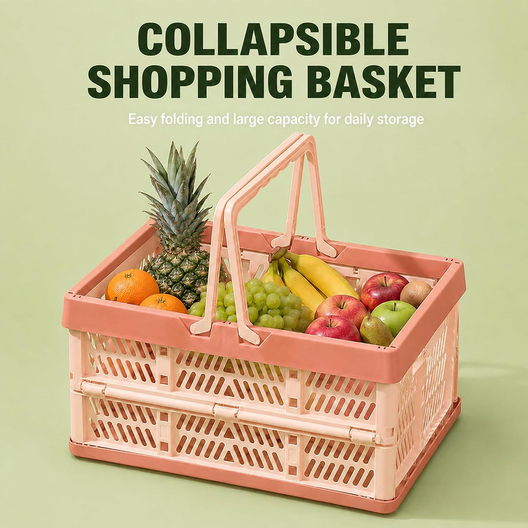 Kleine Klappboxen Faltbar, 2er Set Klappkorb mit Henkel 10L, Rosa Rosa 2er-10L, Rosa 2er-10L