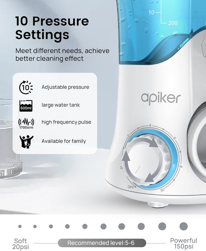 Apiker Munddusche elektrisch, Mundduschen mit 8 multifunktionalen Düsen und 10 verschiedenen Drucken