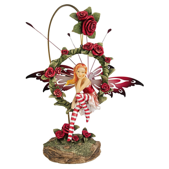 Design Toscano Strahlende Rose Hängefeenfigur mit Standfuss, 14 x 19 x 24,1 cm