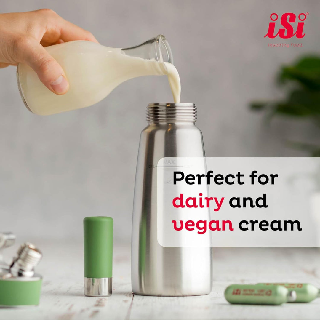 iSi Sahnespender Green Whip für vegane und tierische Schlagsahne - 1L - Sahnesyphon aus rostfreiem E