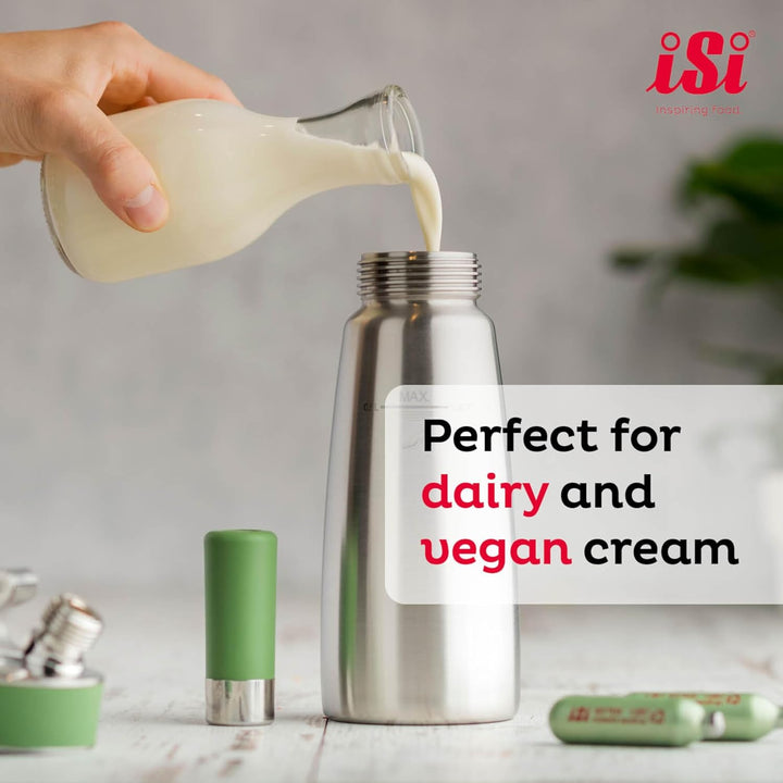 iSi Sahnespender Green Whip für vegane und tierische Schlagsahne - 1L - Sahnesyphon aus rostfreiem E