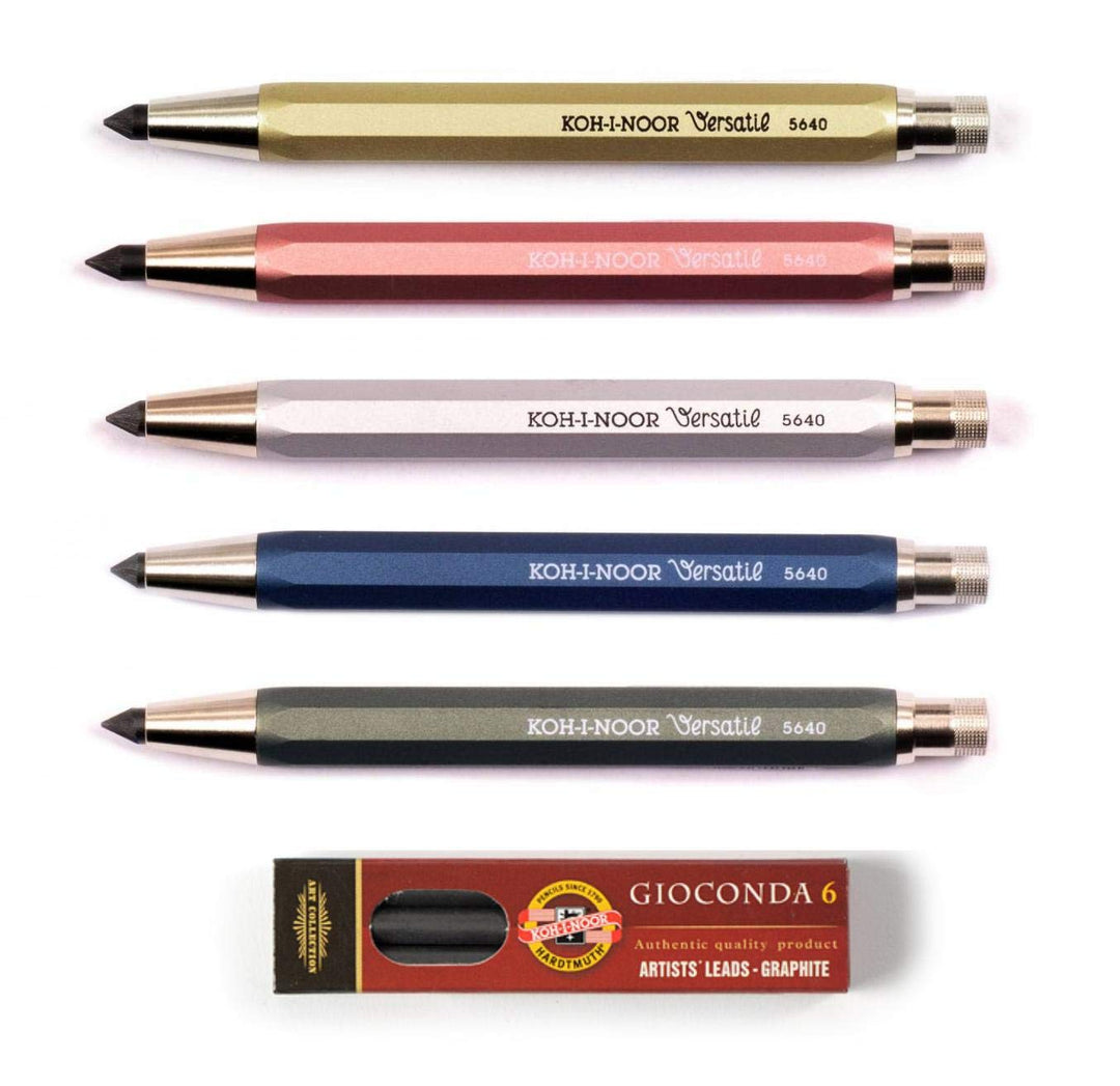 KOH-I-NOOR 5640 - Metalldruckbleistift"automatic" mit Minenspitzer - 6er SET, Minenstärke 5.6 mm - B