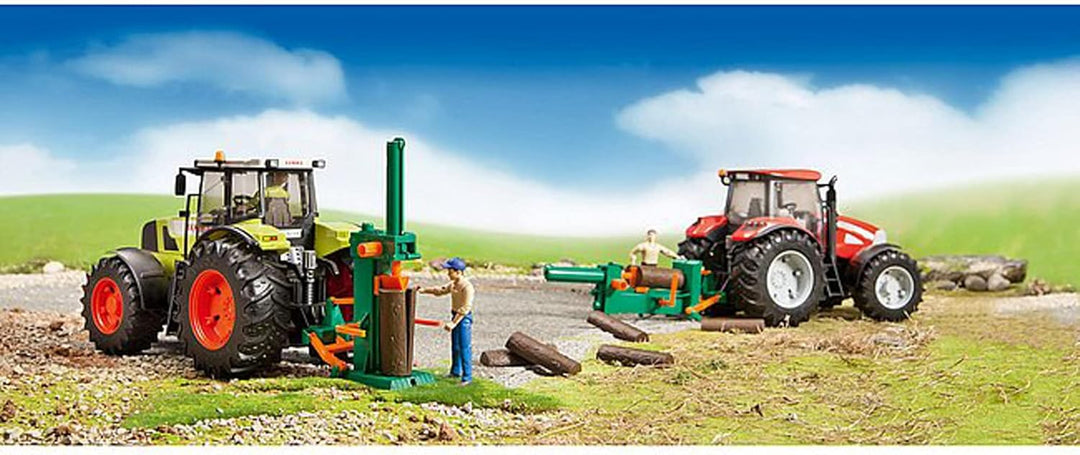 bruder 62650 - Bworld Forstwirtschaftsset - 1:16 Spielzeug-Figur Holz Spaltautomat Holzspalter Walda