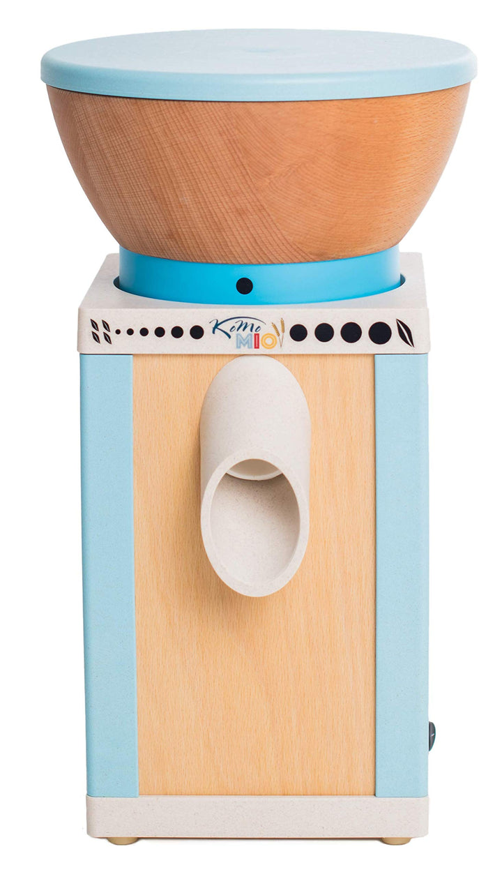 KoMo KoMoMio Getreidemühle elektrisch blau – 360W Motor – Holztrichter Buche massiv – Buche-Multiple