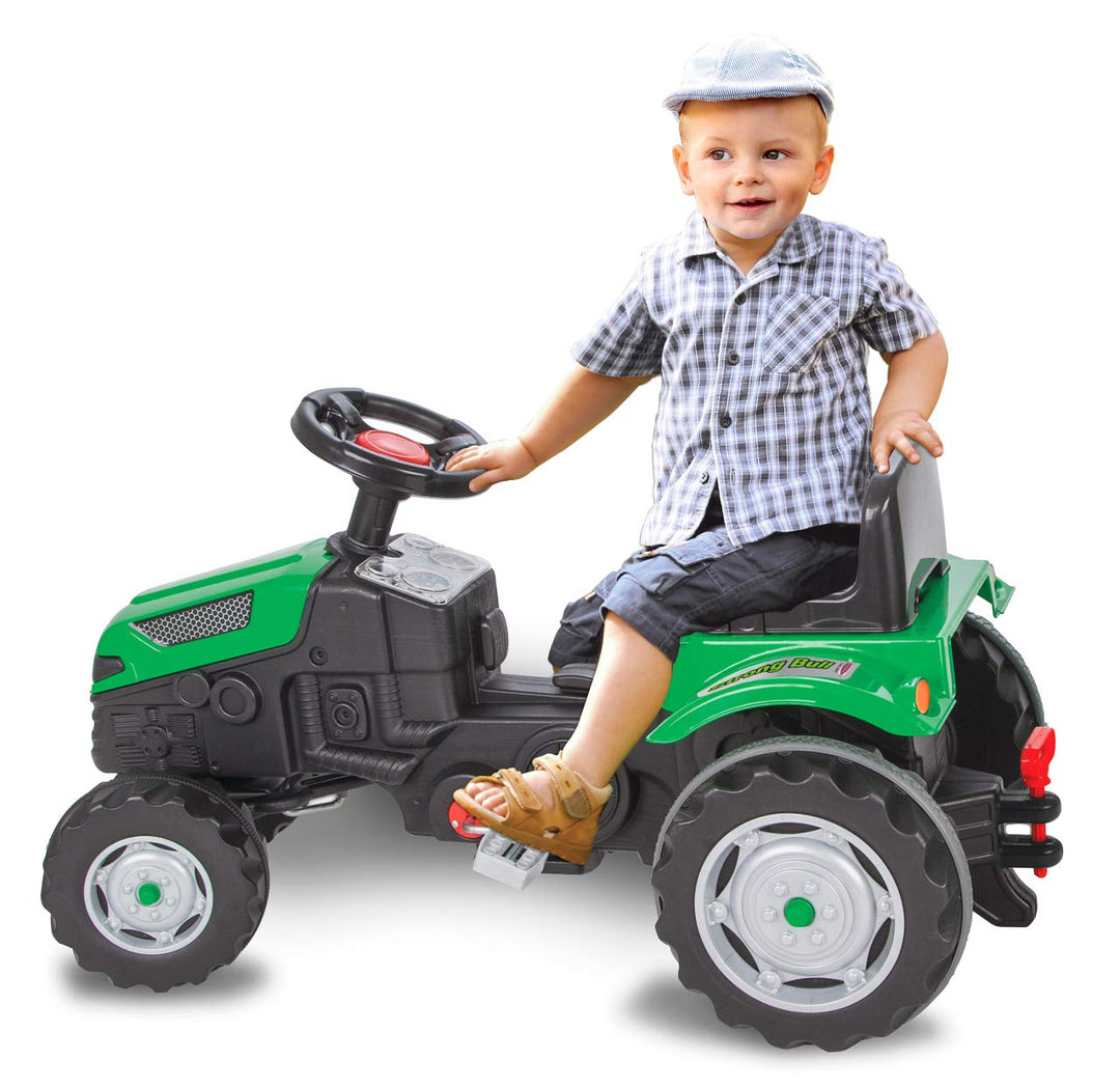 Trettraktor Strong Bull – Kippschutz, Antrieb durch Treten der Pedale, leichtgängiges Lenkradsystem,