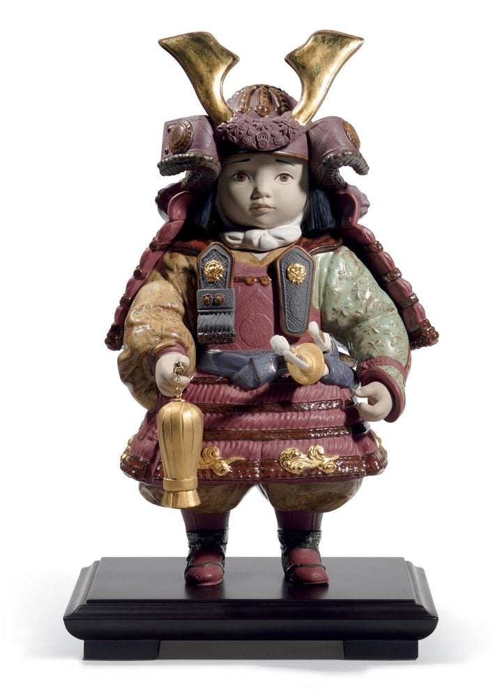 LLADRÓ Figur Samurai-Junge. Gold. Limitierte Auflage. Samurai. Porzellan.