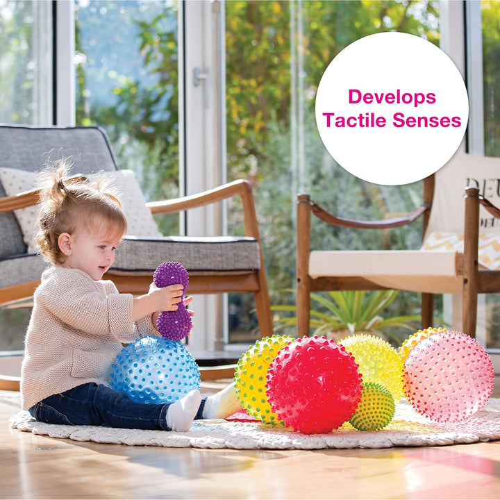 Edushape Sensory Mini Balls for Baby - Pack of 6 Solid Color Baby Balls That Help Enhance Gross Moto
