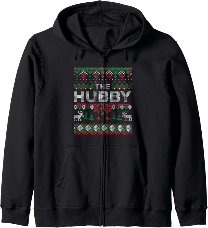 Wifey Hubby Matching Ugly Christmas Sweater Party XMas Joke Kapuzenjacke