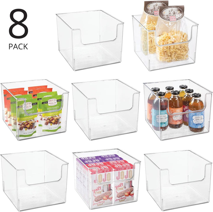 mDesign 8er-Set Aufbewahrungsbox für Lebensmittel – Küchen Ablage mit offener Vorderseite für Kühlsc