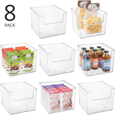 mDesign 8er-Set Aufbewahrungsbox für Lebensmittel – Küchen Ablage mit offener Vorderseite für Kühlsc