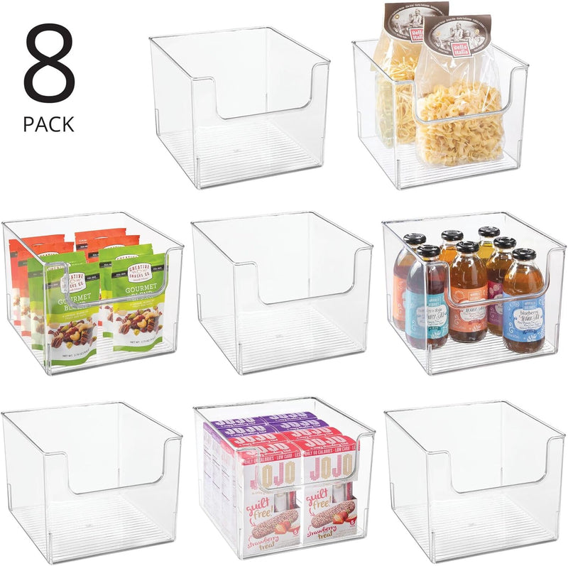 mDesign 8er-Set Aufbewahrungsbox für Lebensmittel – Küchen Ablage mit offener Vorderseite für Kühlsc
