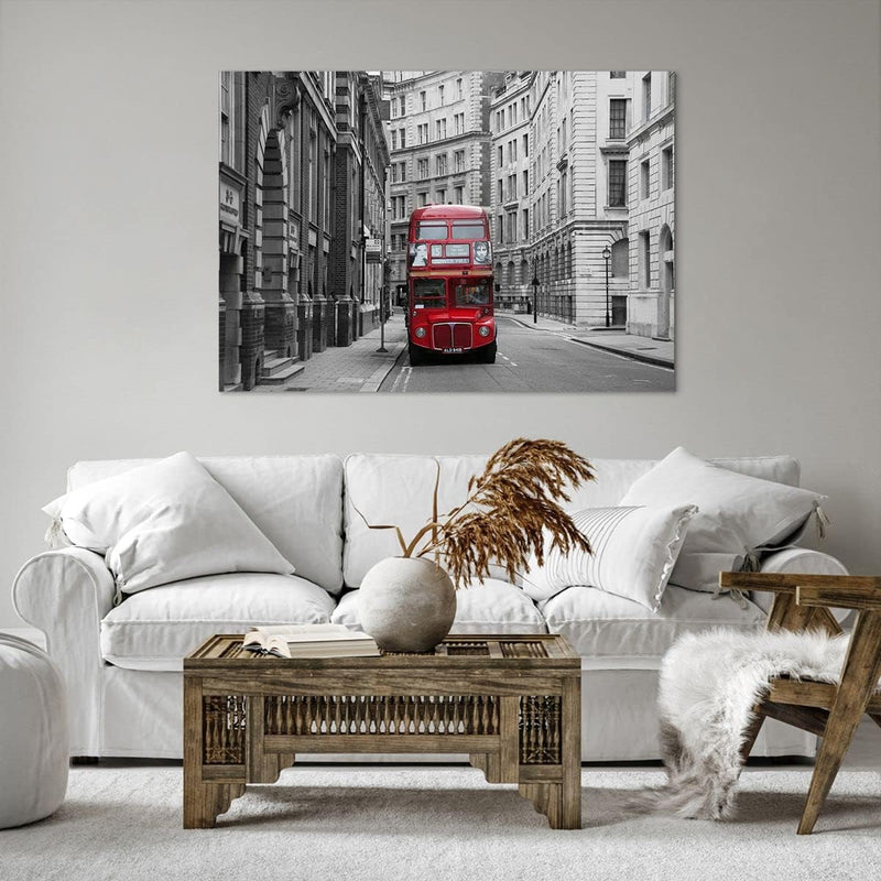 Bilder auf Leinwand 100x70cm Leinwandbild Bus england urlaub london Gross Wanddeko Bild Schlafzimmer