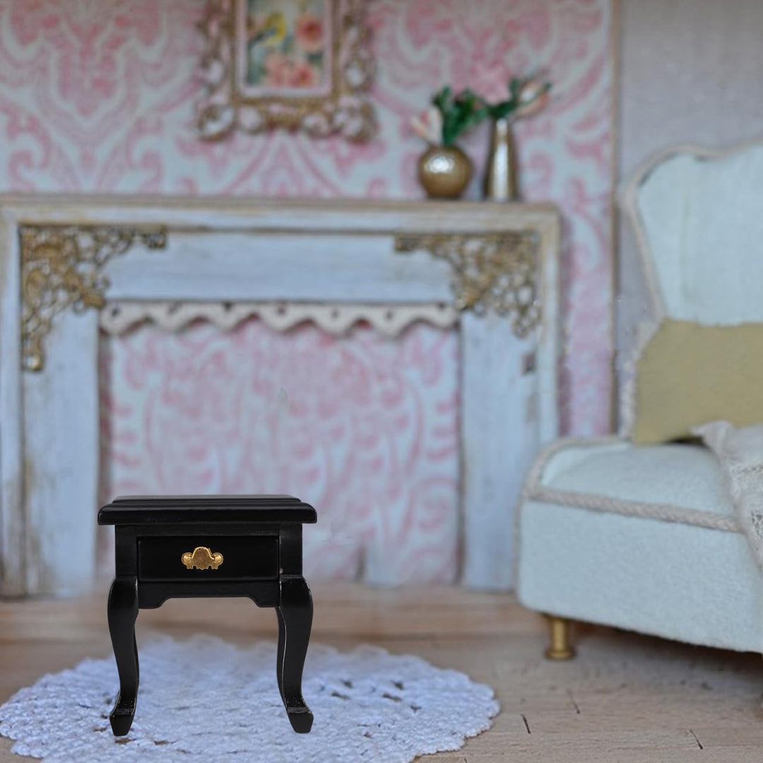 Kisangel Miniatur Nachttisch Aus Holz FüR Puppenhaus Mit Schublade Retro Stil Puppenhaus MöBel Mikro