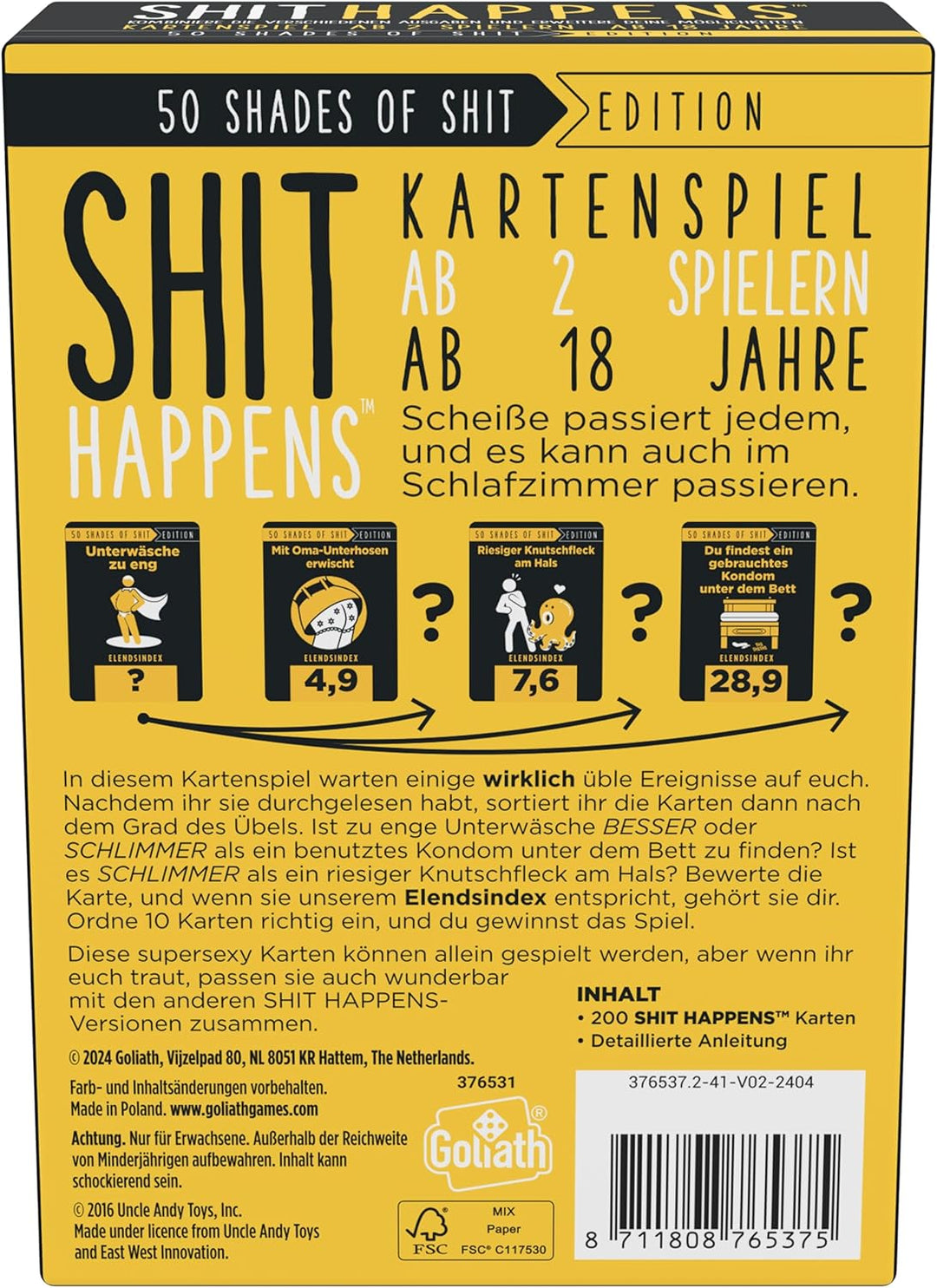 Goliath – Shit Happens: 50 Shades of Shit, Kartenspiel ab 18 Jahren, Gesellschaftsspiele für Erwachs