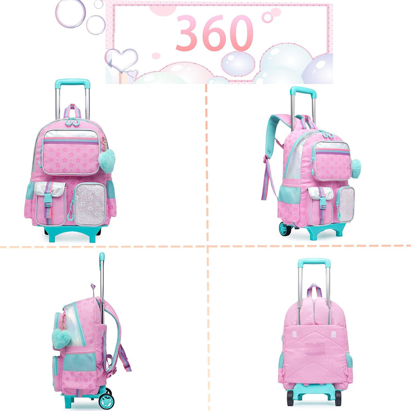 HTgroce Kinder Trolley Rucksack Schultasche Schulranzen Mädchen schultrolleys Schulrucksack Kinderko