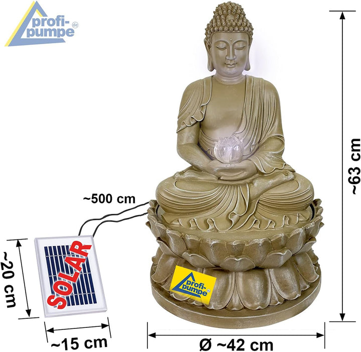 Gartenbrunnen Solarbrunnen Brunnen Buddha-Eternity Vogelbad Wasserfall, Gartendeko mit Pumpe, Wasser