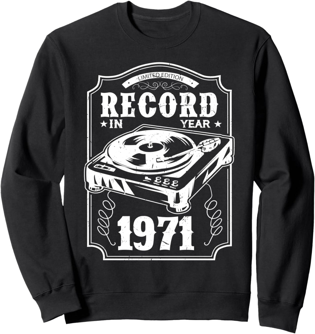 49 Geburtstag 1971 Jahrgang Vinyl Geschenk Schallplatten Sweatshirt