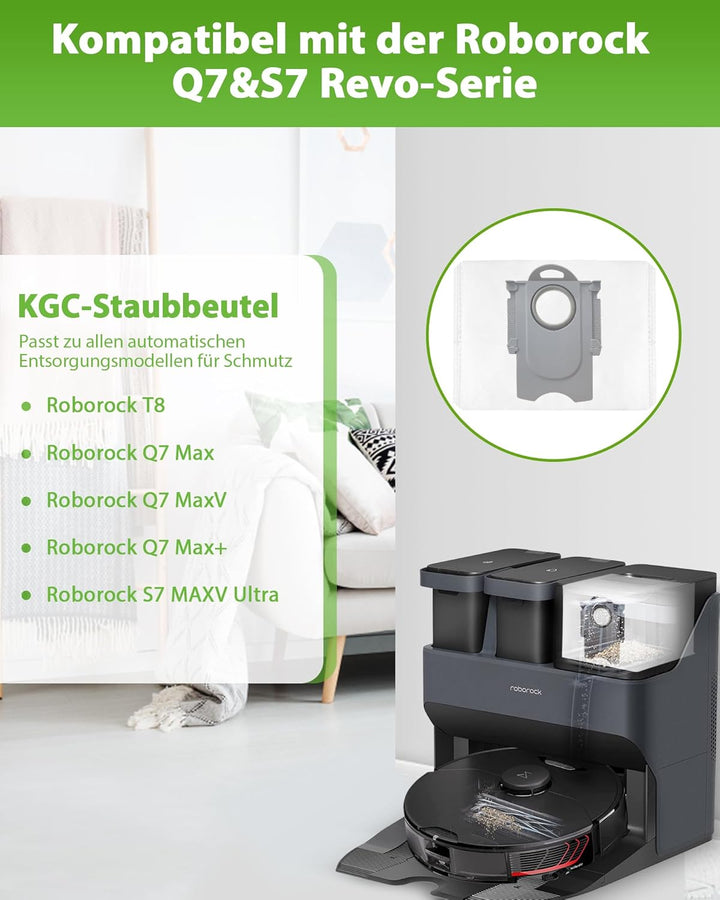 KGC 10 Stück Staubbeutel für Roborock S8+/ S8 Pro Ultra/ S7/ S7 MaxV Ultra/ S7 Pro Ultra/ Q7+/ Q7 Ma