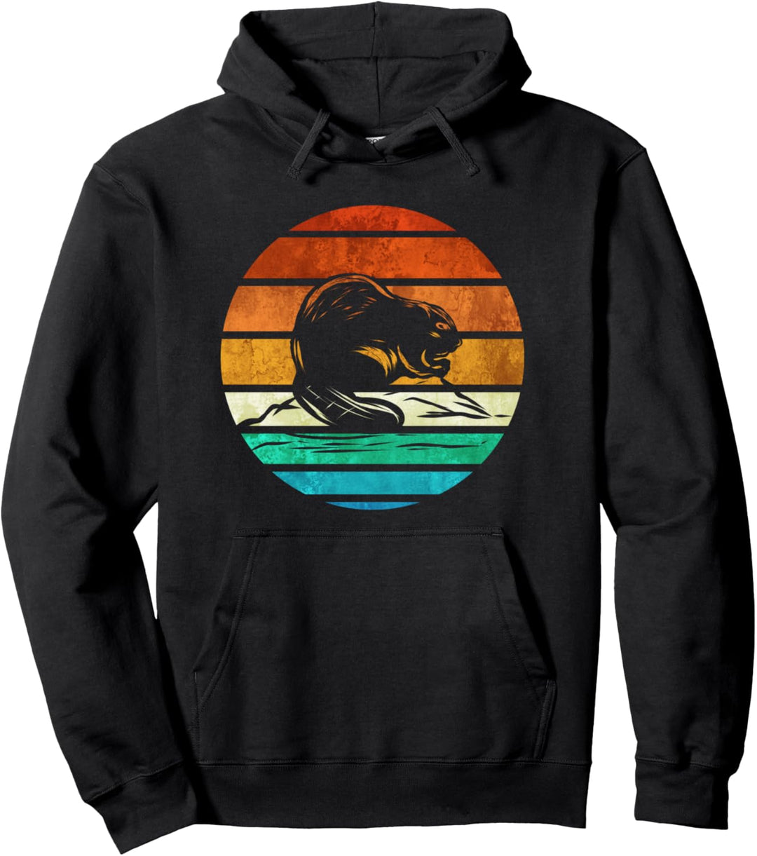 Biber Geschenk für Tierfreund Nagetier Biberdamm Vintage Pullover Hoodie