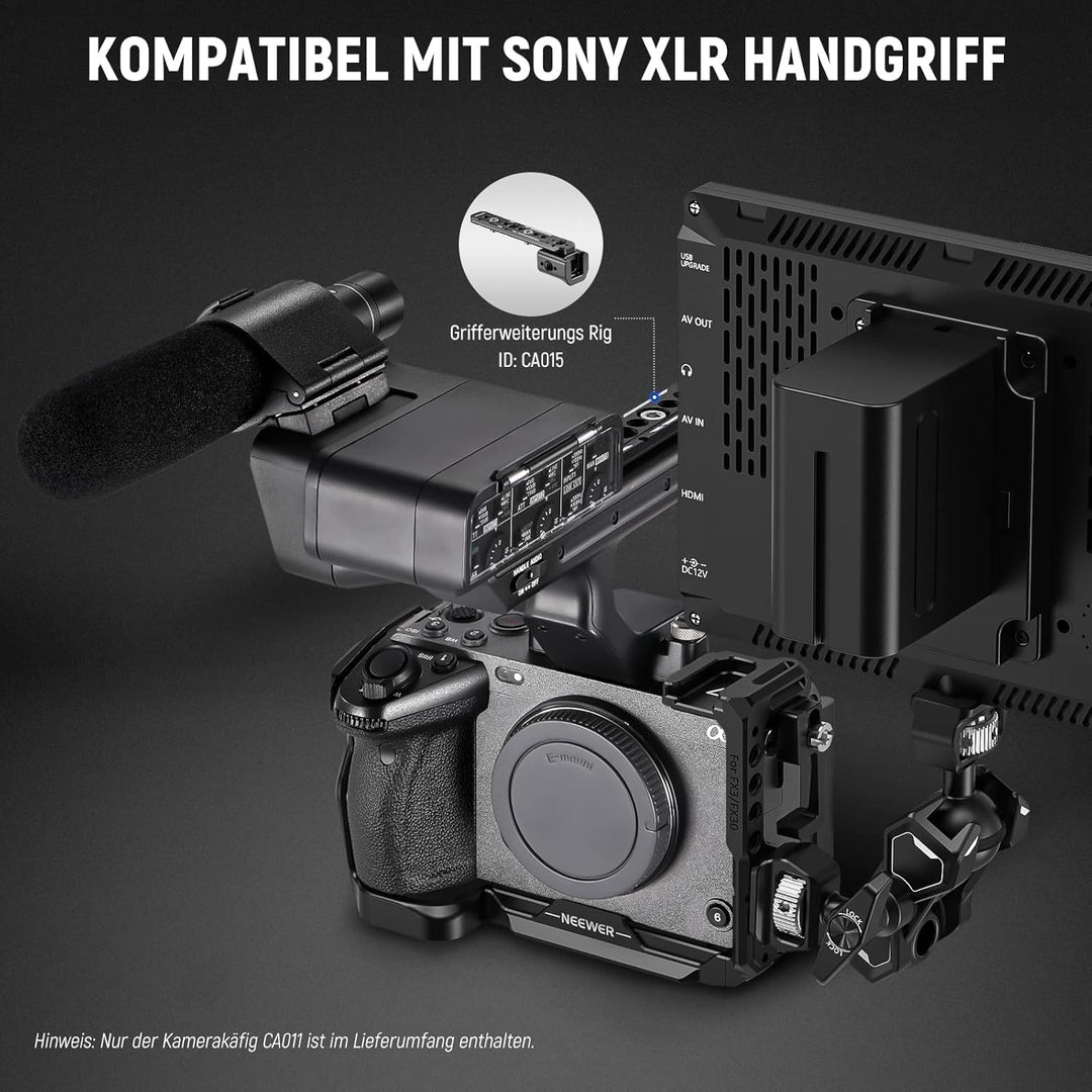 NEEWER FX3/FX30 Cage Kamera Käfig mit HDMI Cable Clamp,NATO Schiene,3/8"ARRI Positionierungslöcher,