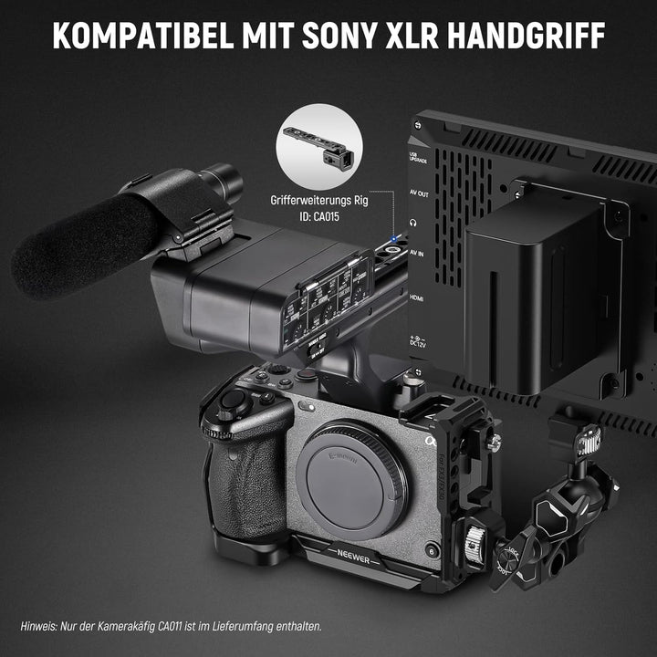NEEWER FX3/FX30 Cage Kamera Käfig mit HDMI Cable Clamp,NATO Schiene,3/8"ARRI Positionierungslöcher,