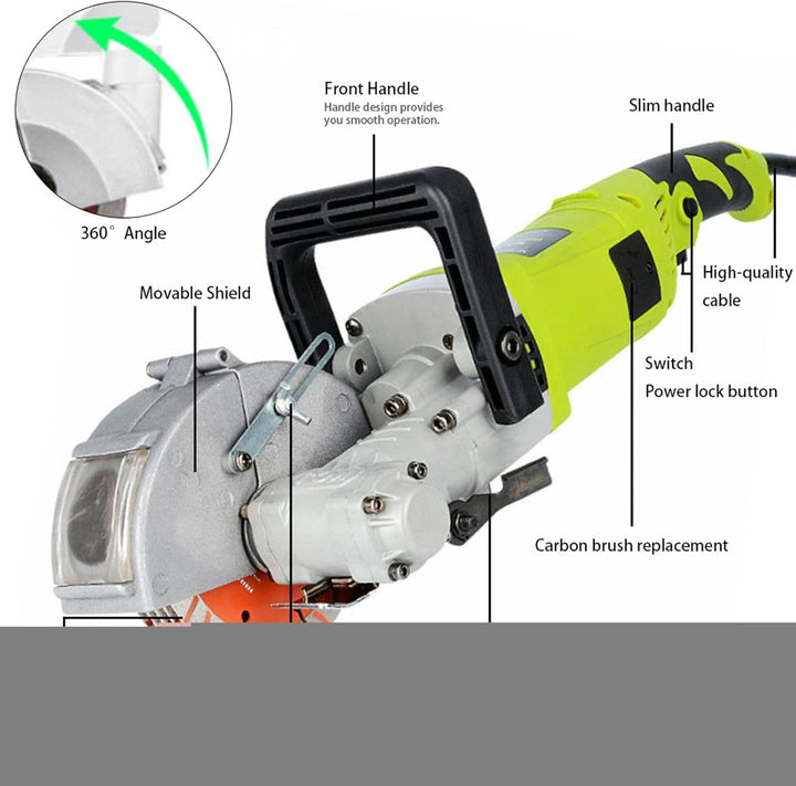 Schlitzfräse Mauernutfräse, 4000W 220V Schlitzmaschine mit 5 Sägeblätter, 6500RPM 360° Nutungswinkel