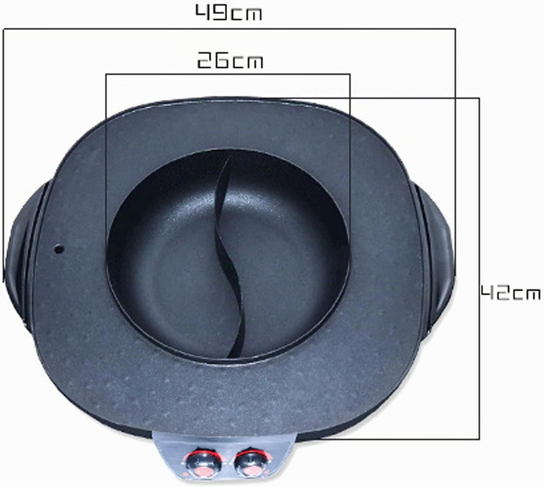 2 In 1 Hotpot und Grill,Multifunktions Hot Pot Und Bbq Tischgrill,Non Stick Rauchloser Temperatur Ei