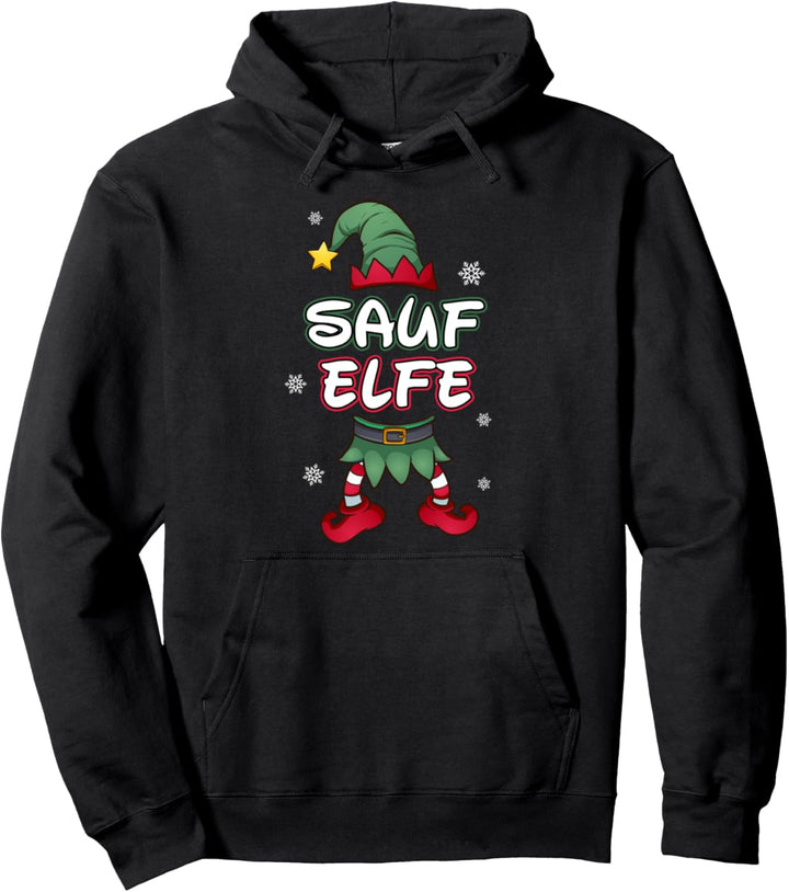 Sauf Elfe Weihnachtsoutfit Partnerlook Geschenk Weihnachten Pullover Hoodie