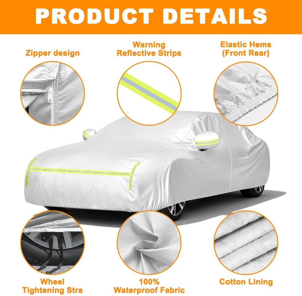 Auto Abdeckplane, Staubdicht Wasserdicht Autoabdeckung für Sommer & Winter, UV-Schutz Regen Sonne Sc