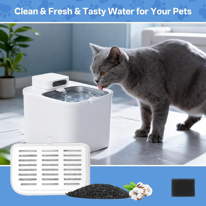 10 Stück Katzenbrunnen Filter, Ersatzfilter kompatibel mit Everweet MAX kabellose Wasserpunnen, Mehr