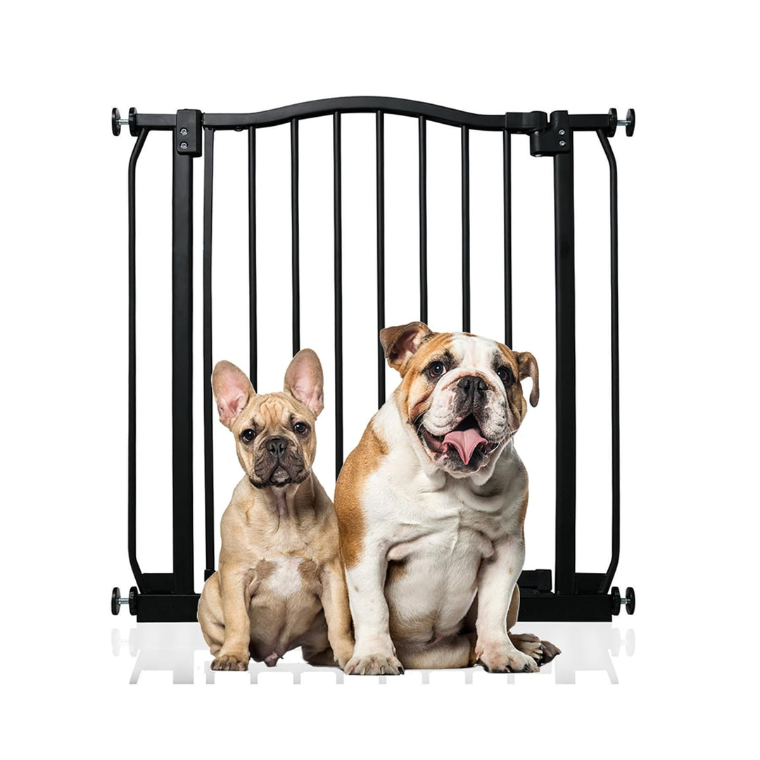 Bettacare Gebogenes Hundetor, 71cm - 80cm, Mattschwarz, Druckmontage Haustiergitter für Hunde und We