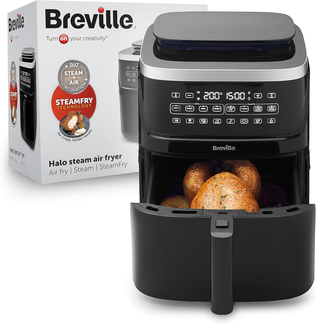 Breville Halo Dampf-Heissluftfritteuse | Digitale 7-Liter-Heissluftfritteuse mit SteamFry-Technologi