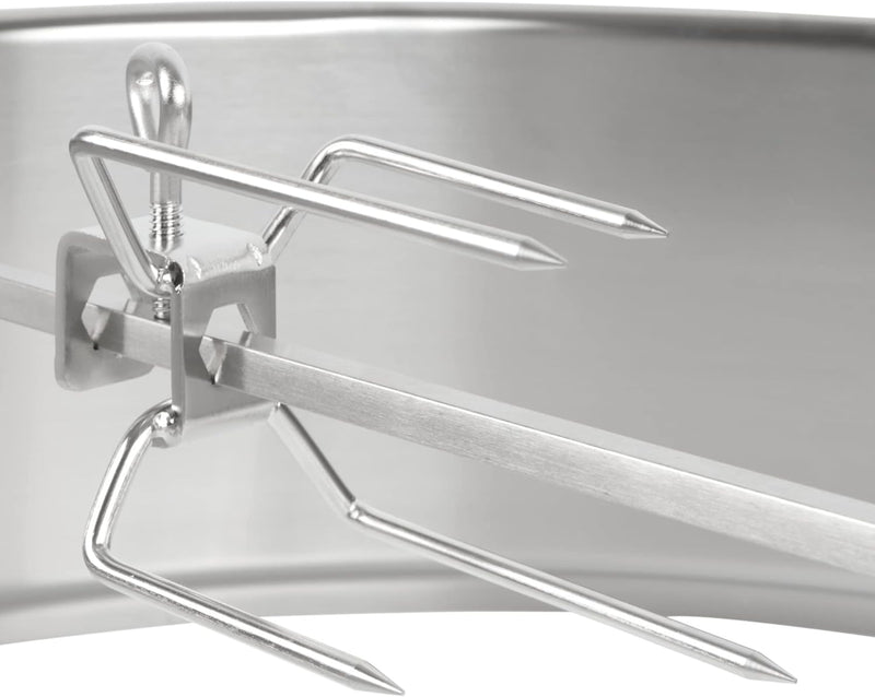 BBQ-Toro Edelstahl Grillspiess Set für 57 cm Kugelgrill, Rotisserie, Drehspiess für Holzkohle