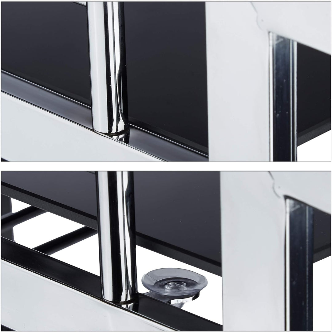 Relaxdays Servierwagen Glas BARON schwarz, Design Rund, Metall, HxBxT: 73 x 46 x 74 cm, Küchenwagen,
