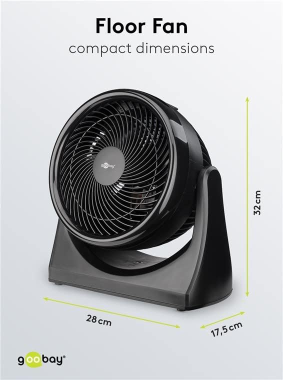 goobay 59516 Leistungsstarker Bodenventilator Ø 23 cm (9 Zoll) / Schwenkbare Oszillation / 30W Elekt