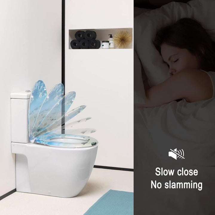 WOLTU Toilettendeckel mit Absenkautomatik Klodeckel WC Sitz Softclose Klobrille mit Quick Release Fu