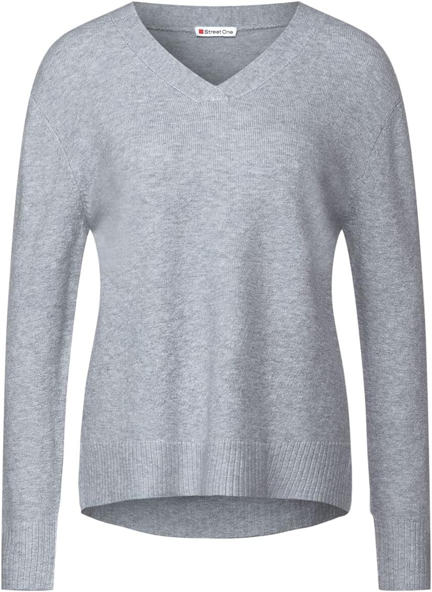 Street One Damen Strickpullover 34 Chain Grey Melange, 34 Chain Grey Melange