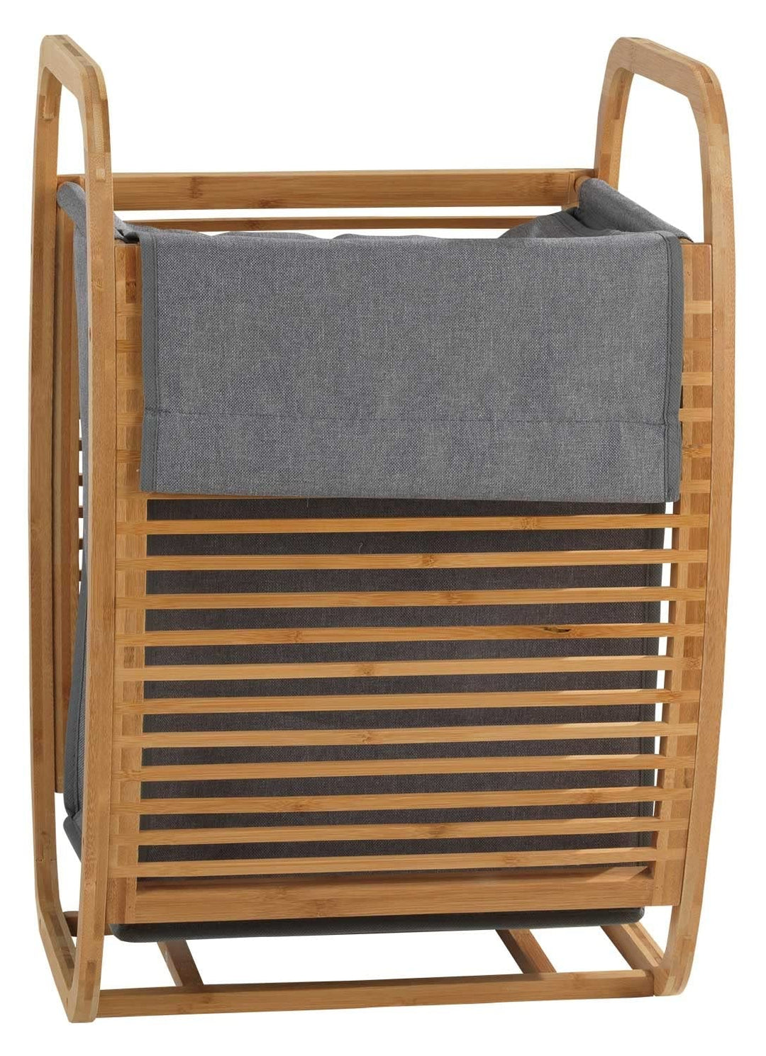 Wäschetonne Wäschesammler Wäschekorb mit Deckel und Tragegriff - Bambus - Braun - B 40 cm x H 61 cm