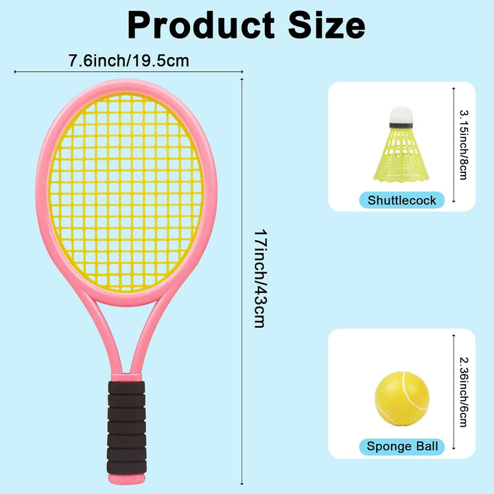 Kinder Tennisschläger Set mit Tasche – 2-in-1 Tennisschläger & Badmintonschläger, 4 Schaumbälle + 6