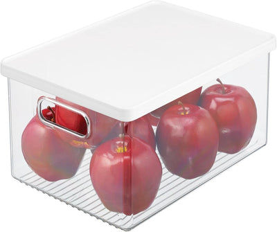 mDesign 4er-Set Kühlschrankbox – Kühlschrank Vorratsdose mit Griffen und abnehmbarem Deckel – lebens
