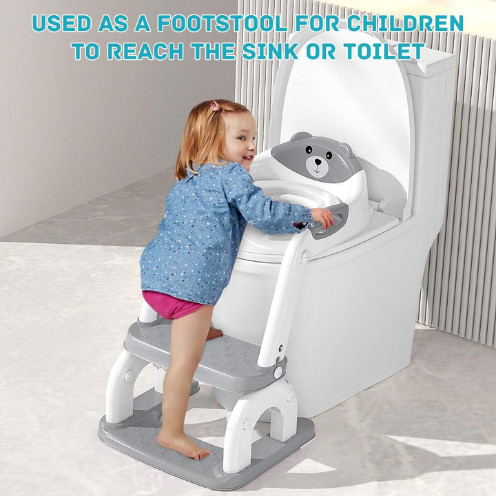 Toilettensitz Kinder mit Treppe, Faltbar Toilettentrainer, PP Material, Rutschfest, mit Griff, Geeig