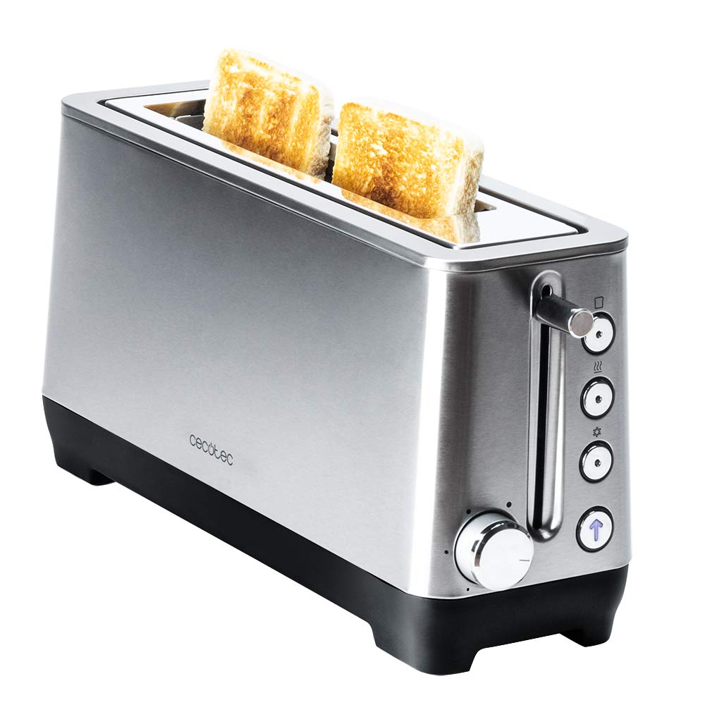 Cecotec Toaster BigToast Extra. Extra breiter, langer Steckplatz, Leistung 1100 W, 4 voreingestellte