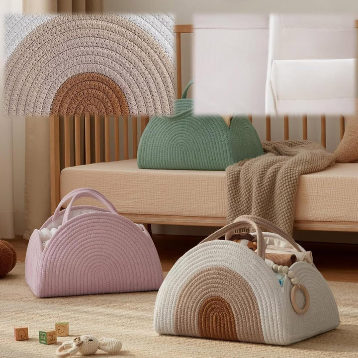 YUEMING Baby Windel Caddy Organizer, Tragbarer Wickelorganizer mit Fächern und Griffen, Wickelkorb B