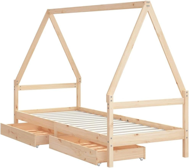 Festnight Hausbett 90x200 cm mit Schubladen ohne Matratze, Kinderbett mit Schubladen, Kinder Haus Be